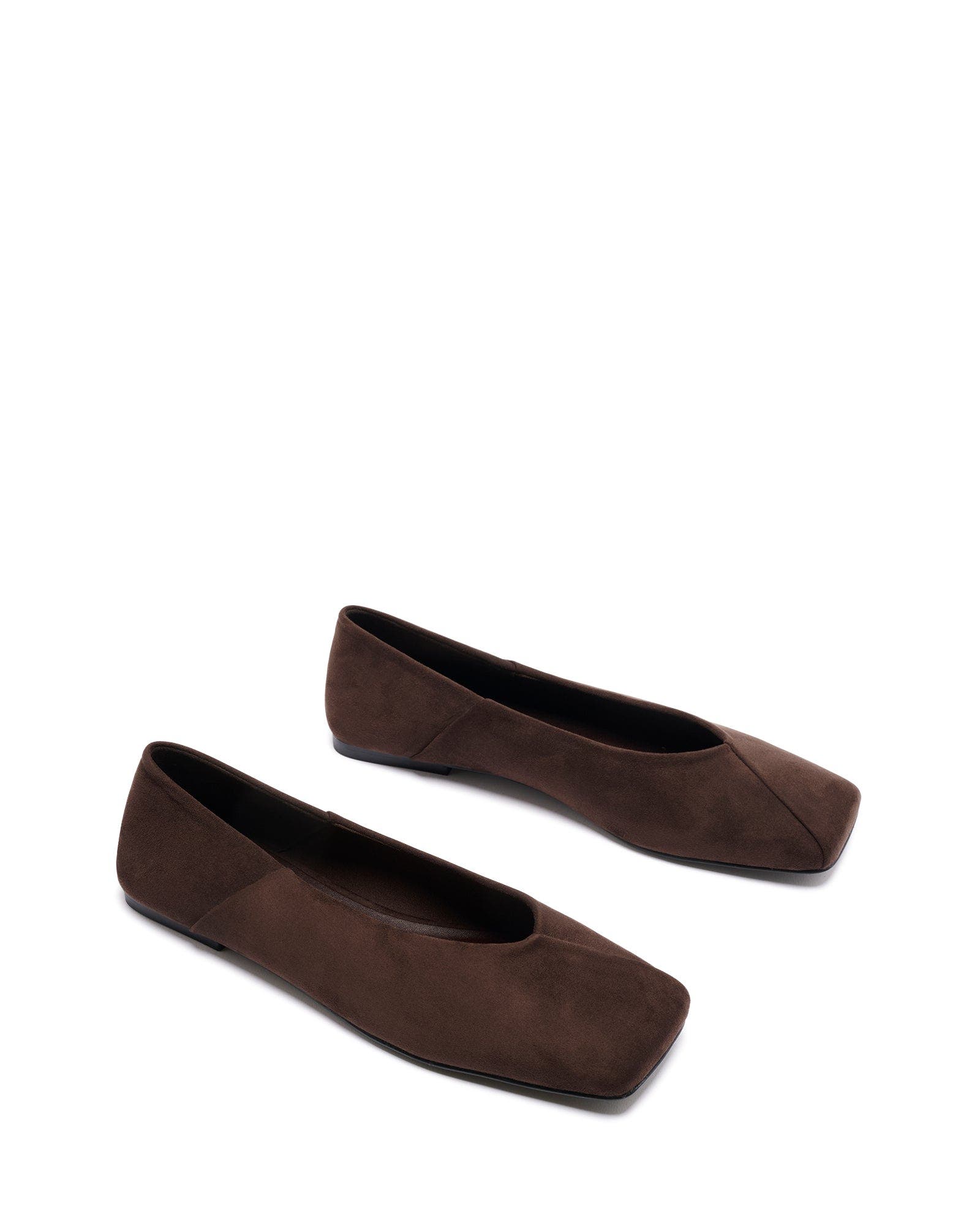 Gaia Square Toe Flats, Alternate, color, CHOCOLATE FAUX SUEDE