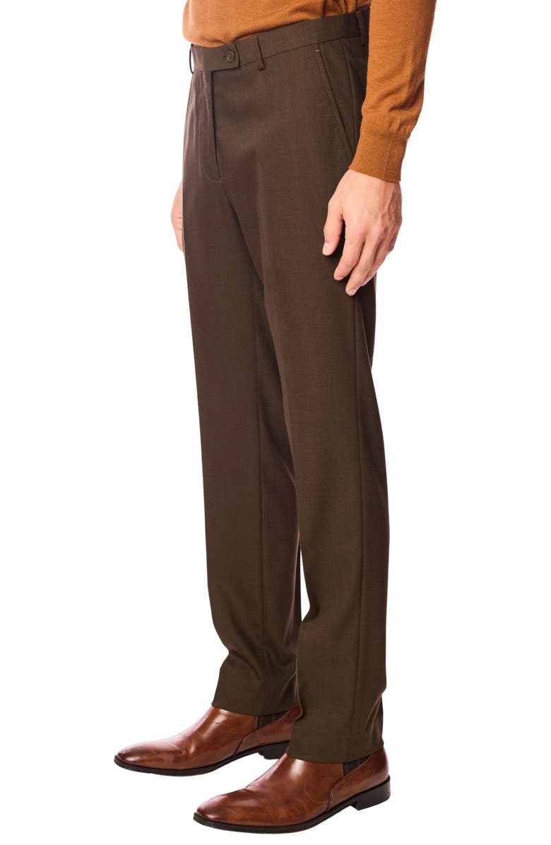 PAISLEY & GRAY Downing Slim Fit Flat Front Dress Pants, Alternate, color, Dark Army Green