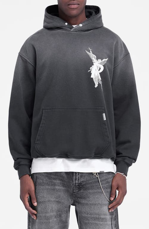 Represent Archangel Cotton Graphic Hoodie in Stained Black 