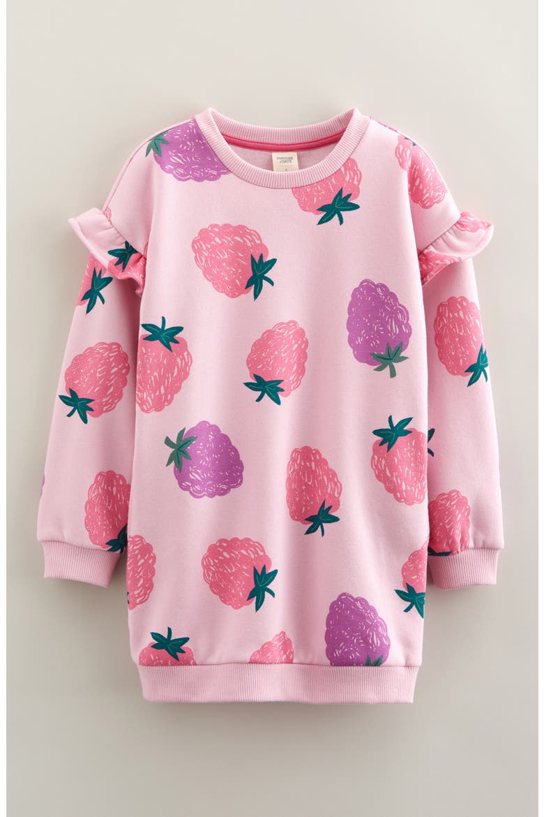 Kids' Print Cotton Sweatshirt Dress, Main, color, PINK LAVENDER BERRY TOSS