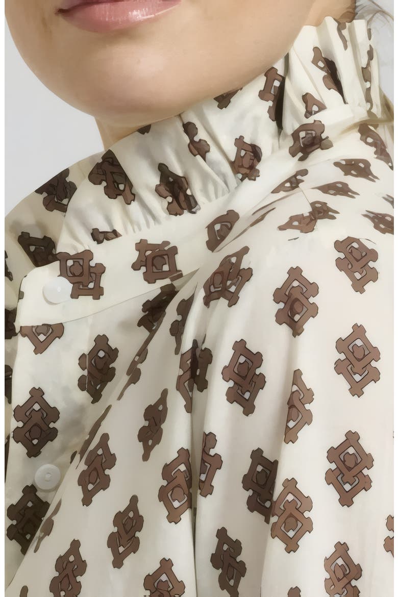Ruffle Collar Cotton Shirt, Alternate, color, IVORY