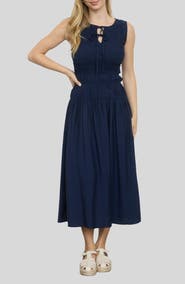 Blu Pepper Smock Bodice Midi Dress