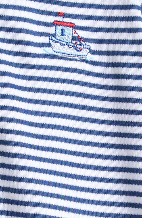 Kissy Kissy Stripe Pima Cotton Polo Romper In Navy
