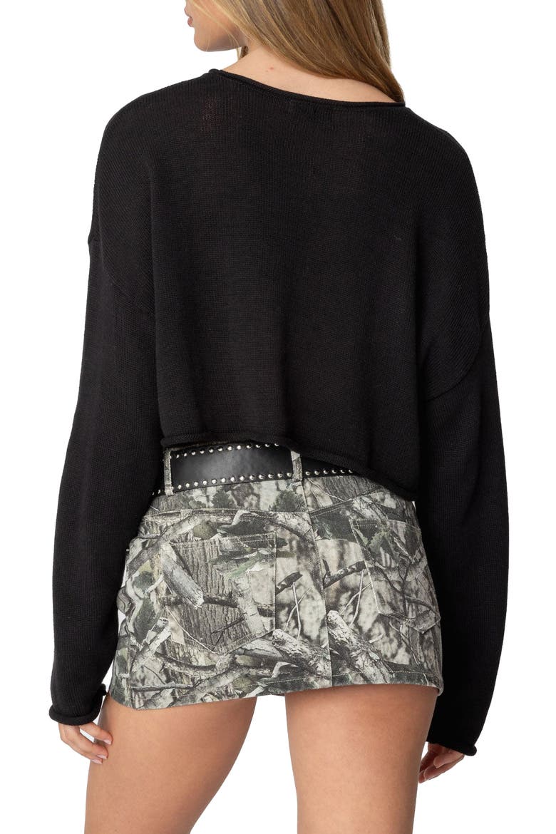 Shyrah Oversize Knit Crop Top, Alternate, color, BLACK