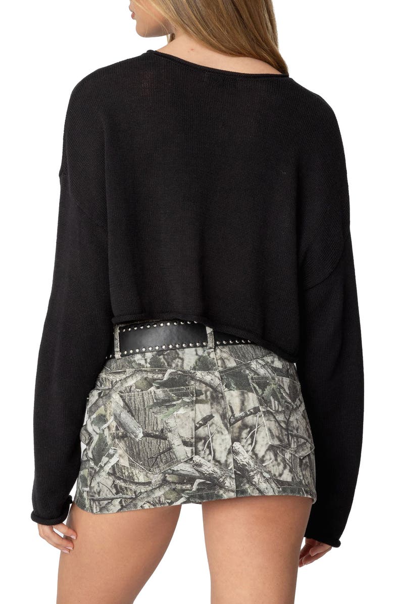 EDIKTED Shyrah Oversize Knit Crop Top, Alternate, color, Black