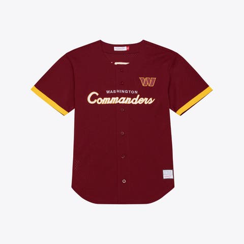 Men's Mitchell & Ness  Burgundy Washington Commanders Head Coach Mesh Full-Button Fashion Jersey