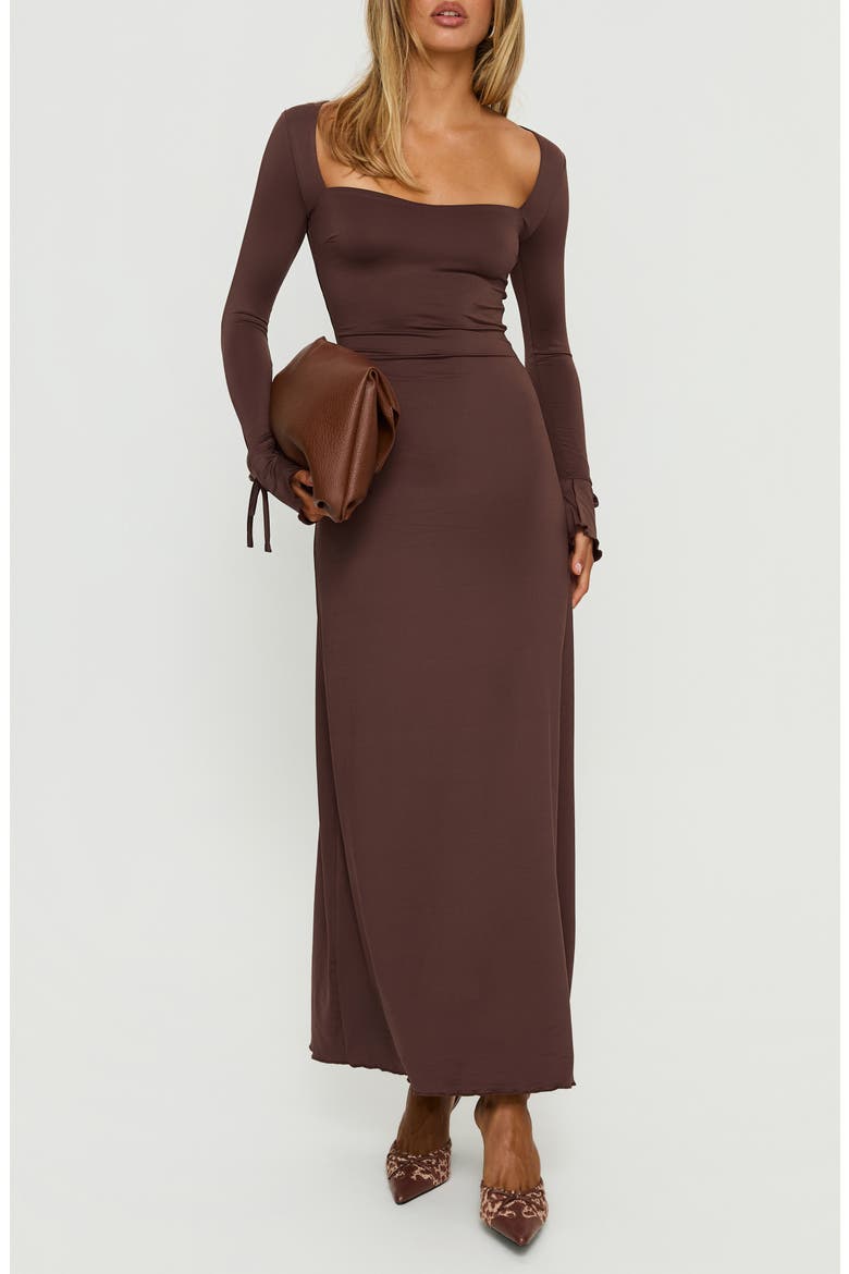 Dalzine Long Sleeve Maxi Dress, Main, color, CHOCOLATE