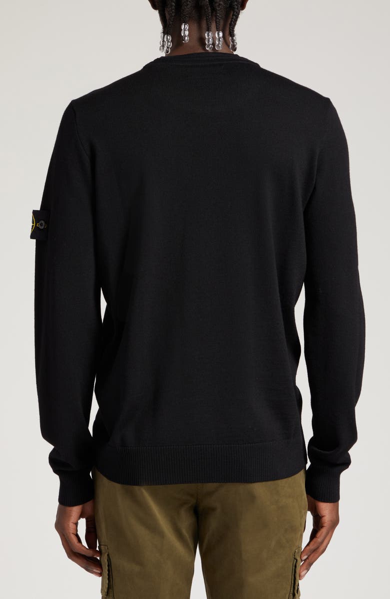 Stone Island Compass Logo Virgin Wool Sweater, Alternate, color, Black
