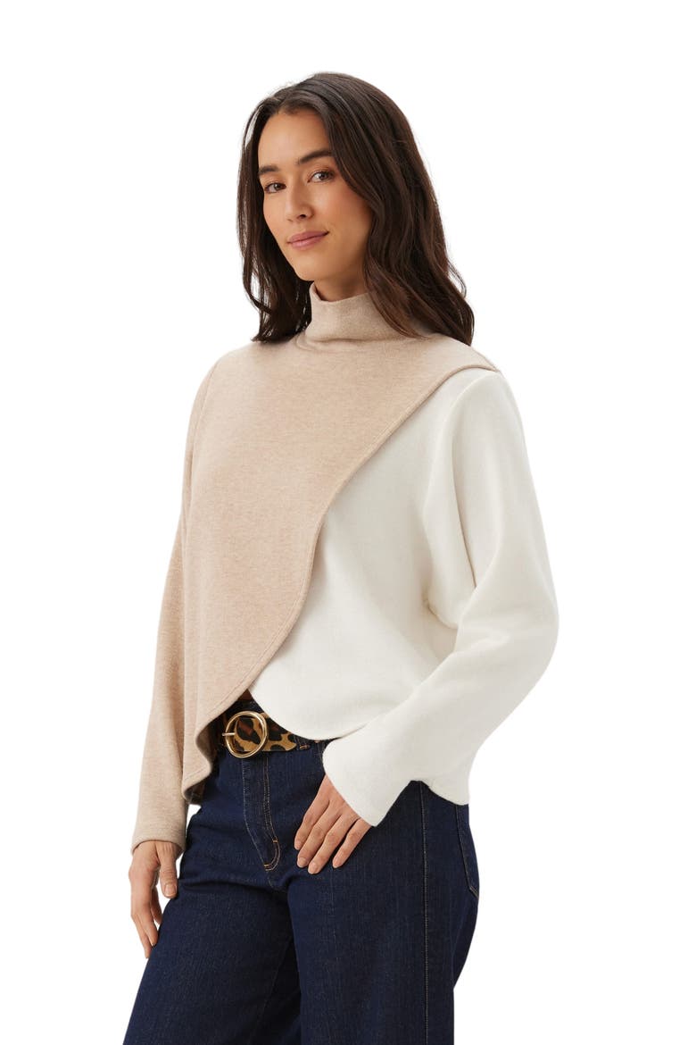 Crossover Colorblock Top, Alternate, color, LIGHT TAN/ IVORY