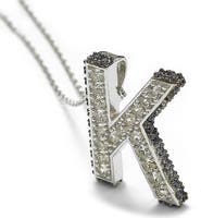 SUZY LEVIAN Sterling Silver Lab Created White & Blue Sapphire Accent Initial Pendant Necklace