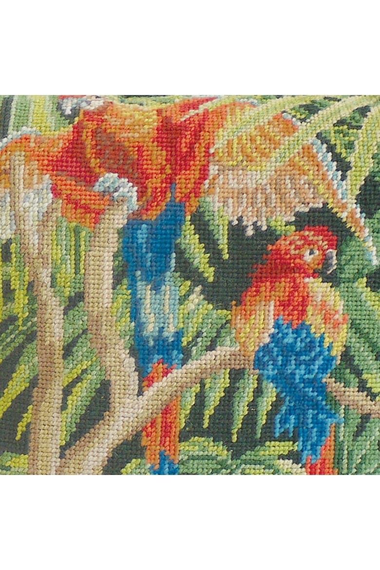 The Jungle Needlepoint Accent Pillow, Alternate, color, Green