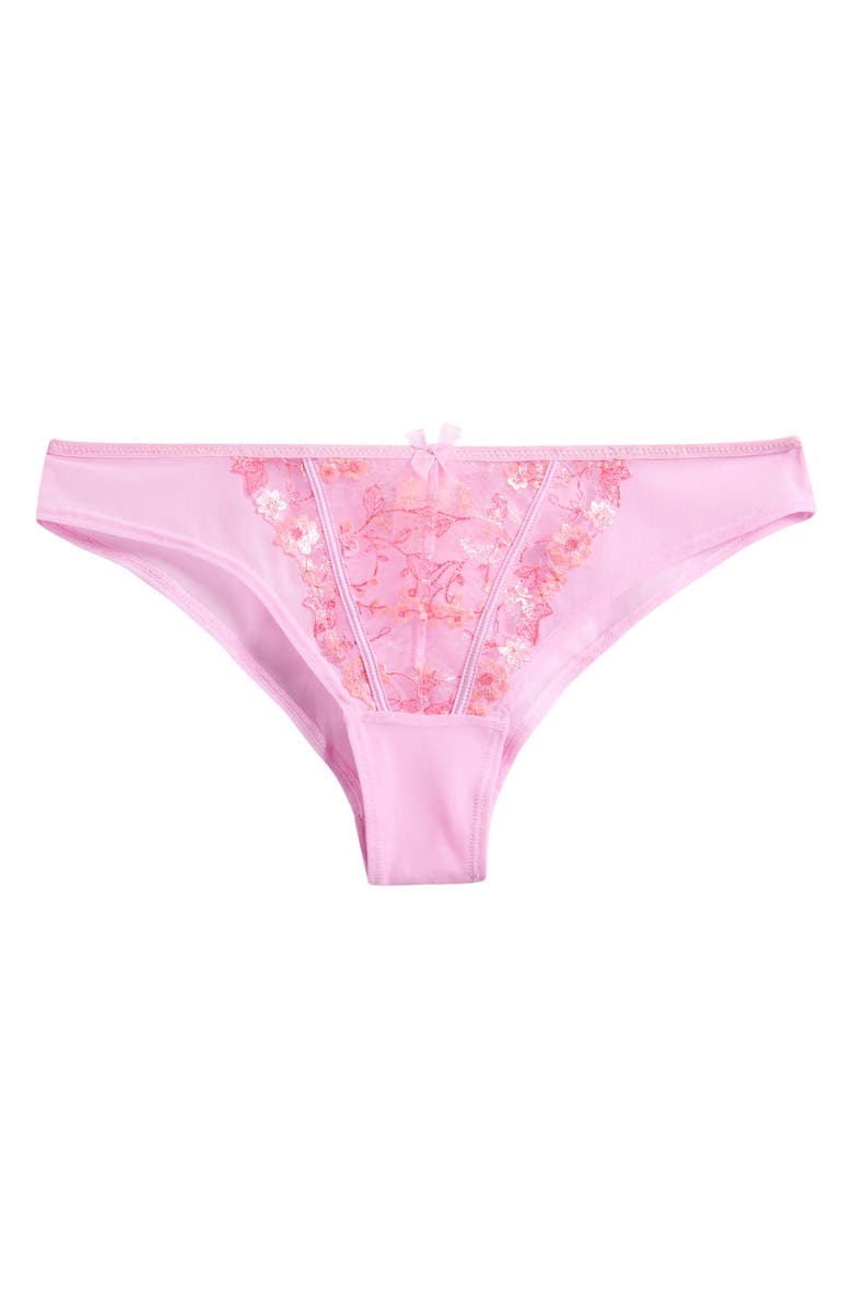 Hunkemöller Lillia Embroidered Mesh Brazilian Panties, Alternate, color, Pastel Lavender