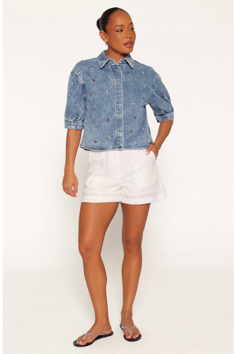 Nerys Embroidered Button-Up Denim Shirt, Alternate, color, MEDIUM WASH