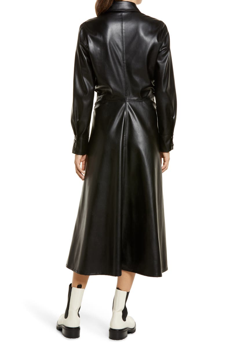 Halogen<sup>®</sup> Faux Leather Long Sleeve Shirtdress, Alternate, color, 