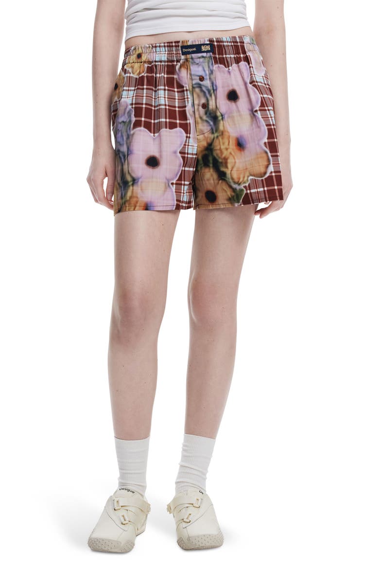 Mixed Print Cotton Shorts, Main, color, FLORAL MULTI