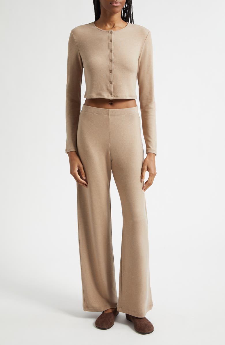 LESET Lauren Wide Leg Knit Pants, Alternate, color, Sable