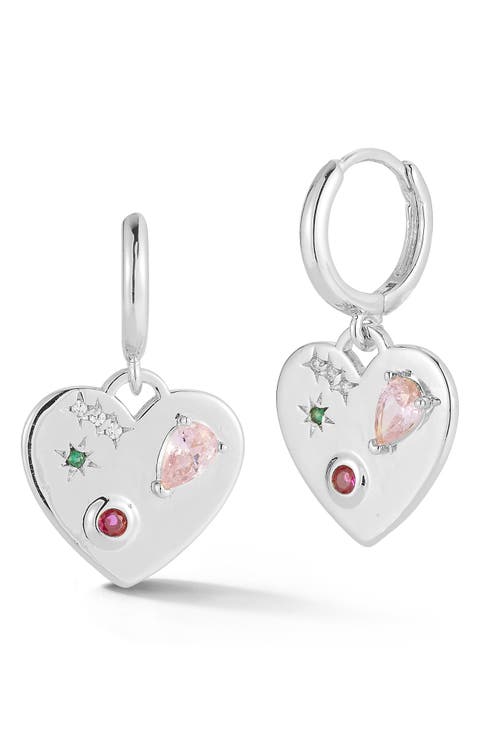 Heart Charm Drop Earrings