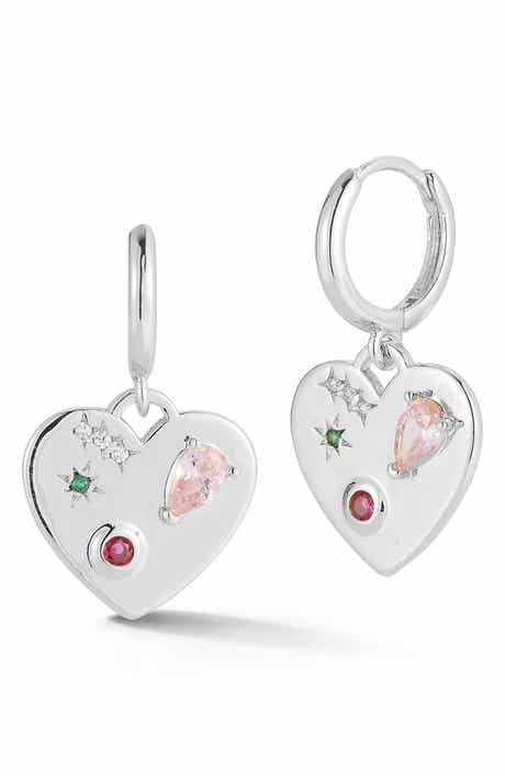 Heart Charm Drop Earrings