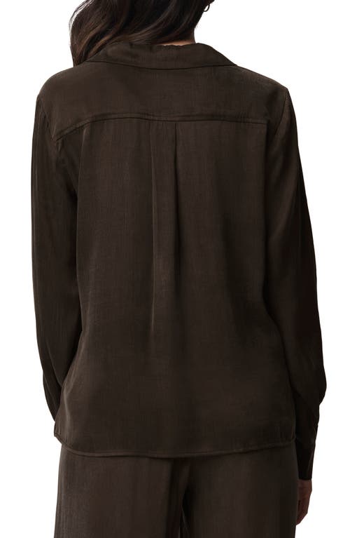 Splendid Serena Satin Shirt In Brown