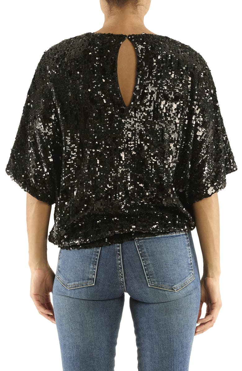 Ramy Brook Jenni Sequin Top, Alternate, color, Black Sequins