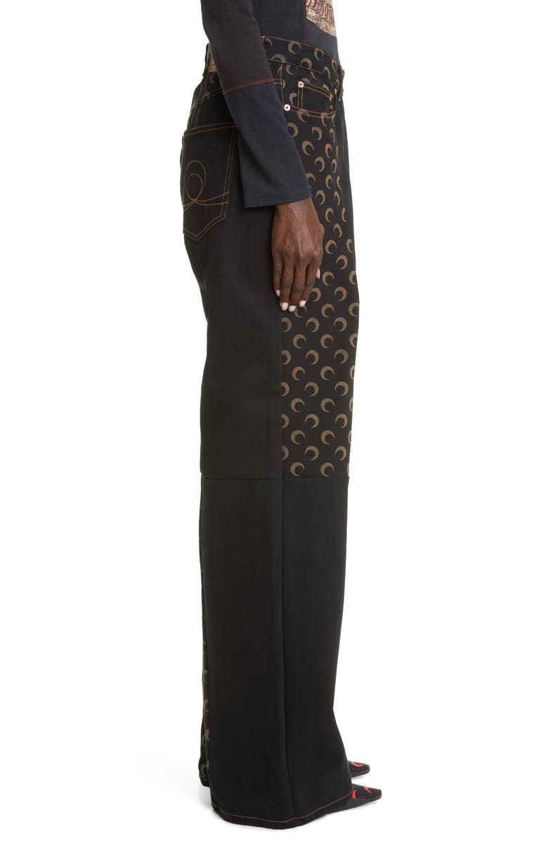Marine Serre Moon Print Wide Leg Jeans, Alternate, color, 