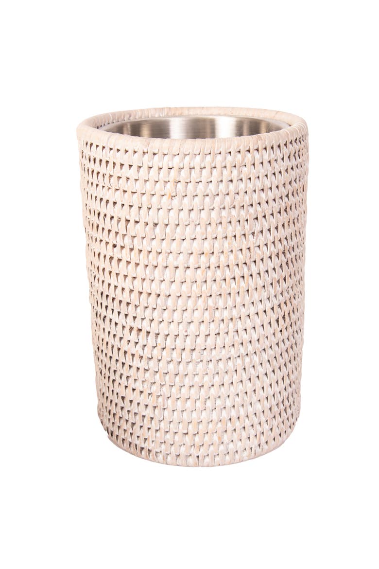 Artifacts Rattan Stainless Steel Wine Chiller, Main, color, White Wash