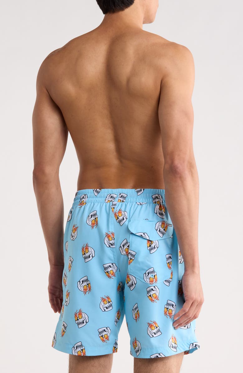 Hurley Flaming Eyes UPF 50+ Volley Swim Trunks, Alternate, color, Blue Dream