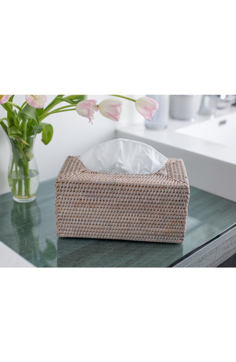 Artifacts Trading Company<sup>™</sup> Artifacts Rattan Rectangular Tissue Box Cover, Alternate, color, White Wash