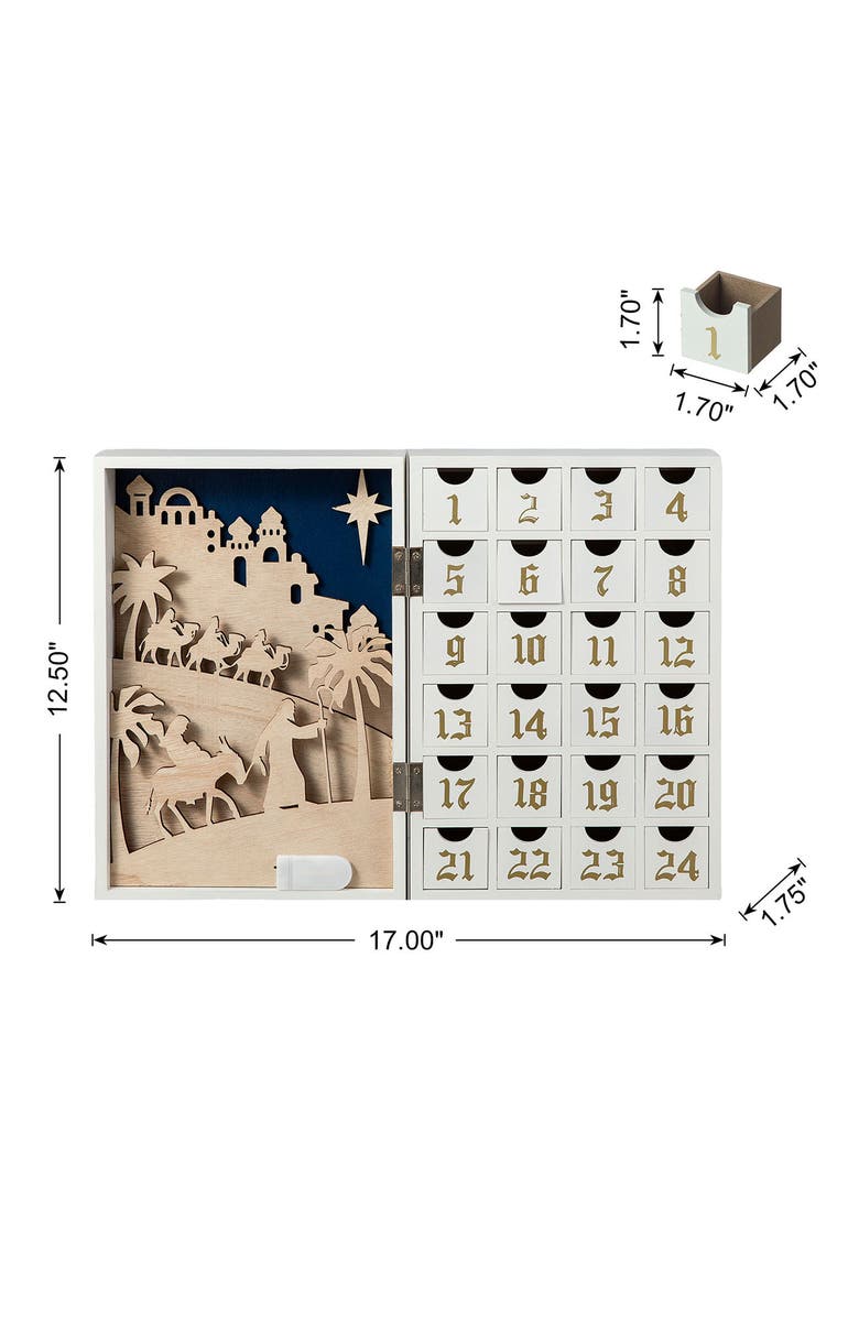 Glitzhome Lighted Wooden Christmas Nativity Advent Countdown Calendar Decor, Alternate, color, 