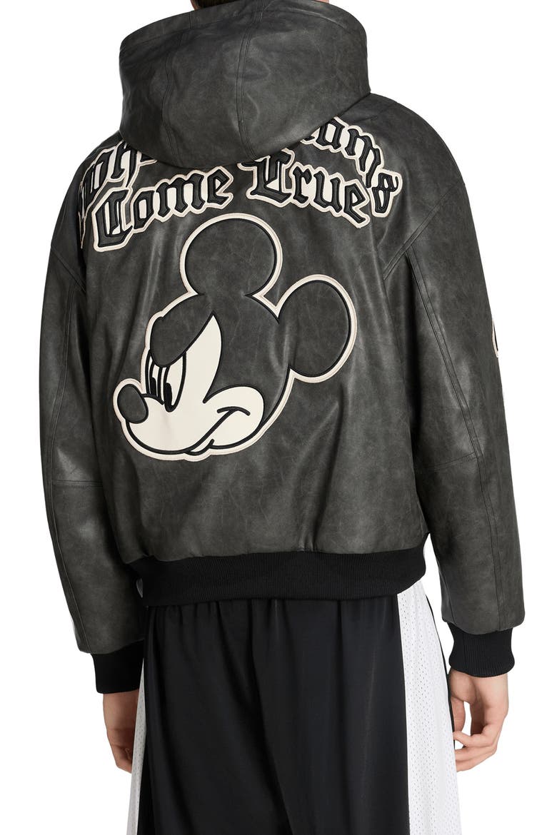 Disney Faux Leather Hooded Jacket, Alternate, color, BLACK