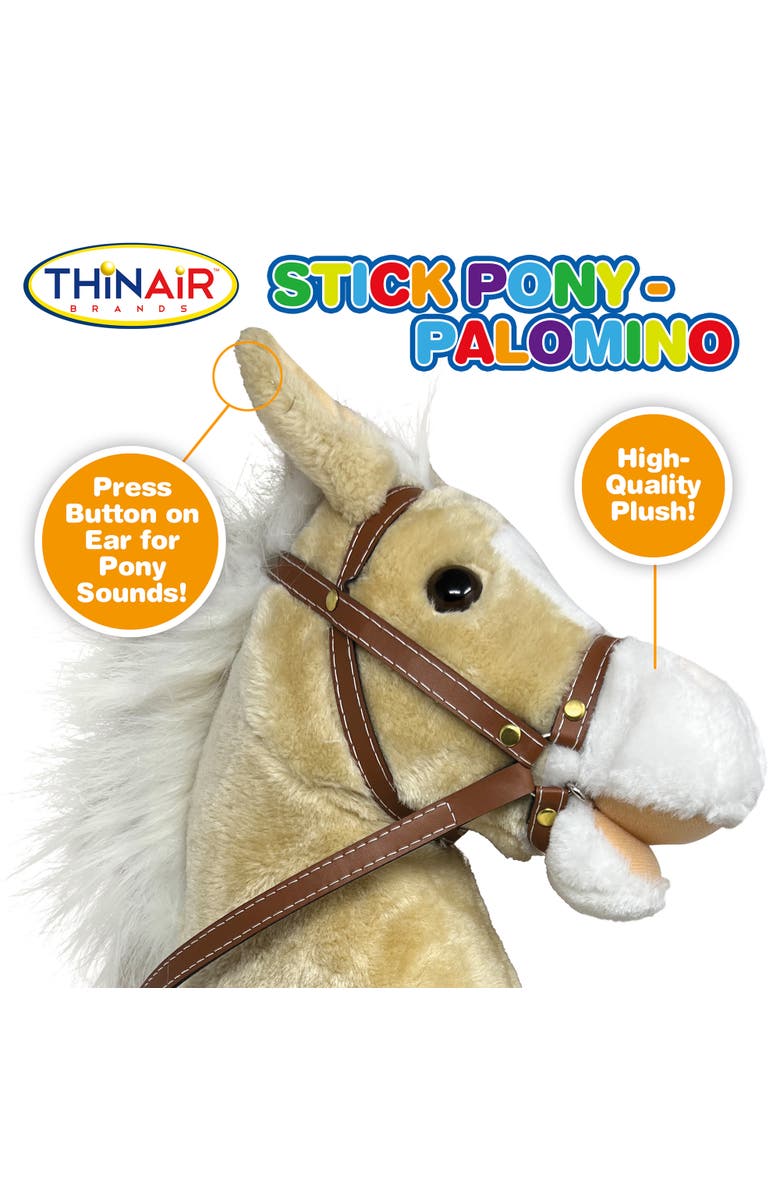 Playful Minds Stick Pony Palomino Tan Brown, 34 Inches Wood Stick Rideon, Alternate, color, 