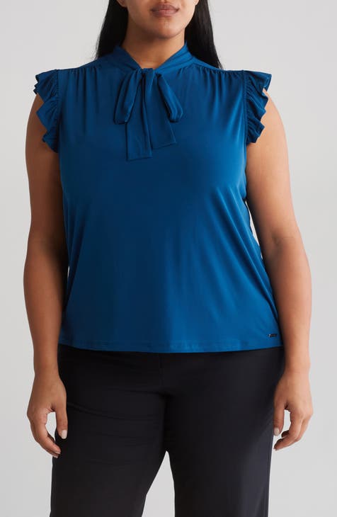 Ruffle Tie Neck Top (Plus)