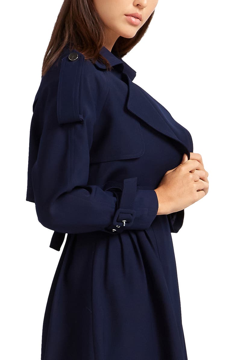 Belle & Bloom Manhattan Crop Trench Coat, Alternate, color, Navy