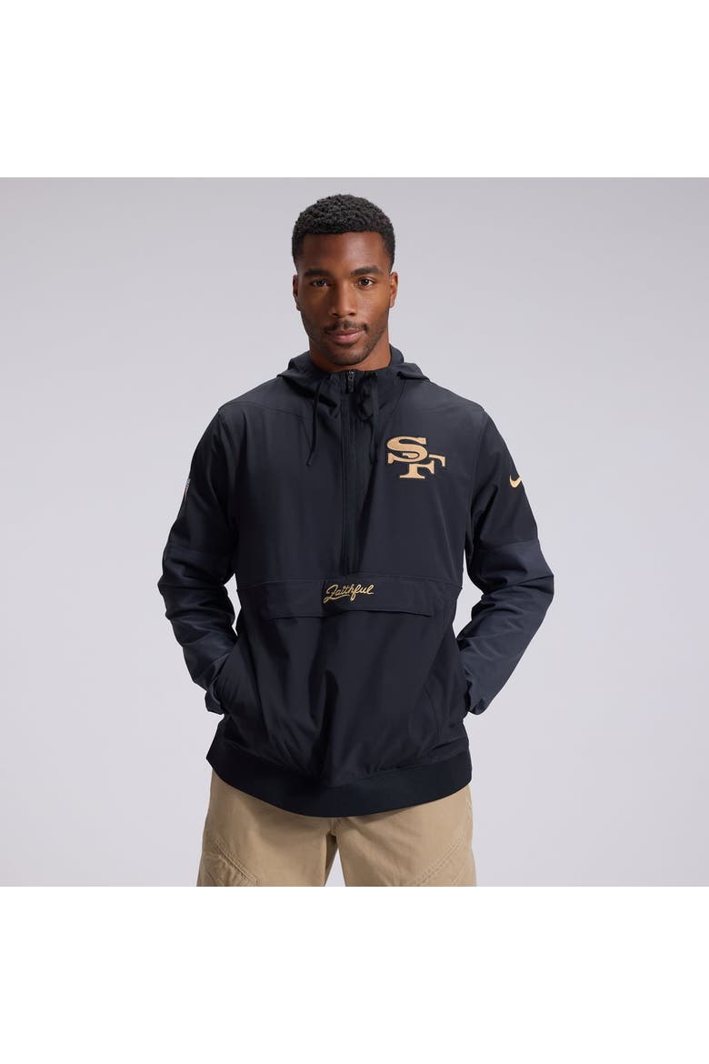 Men's Nike  Black San Francisco 49ers Rivalries Collection Sideline Anorak Half-Zip Jacket, Main, color, Black