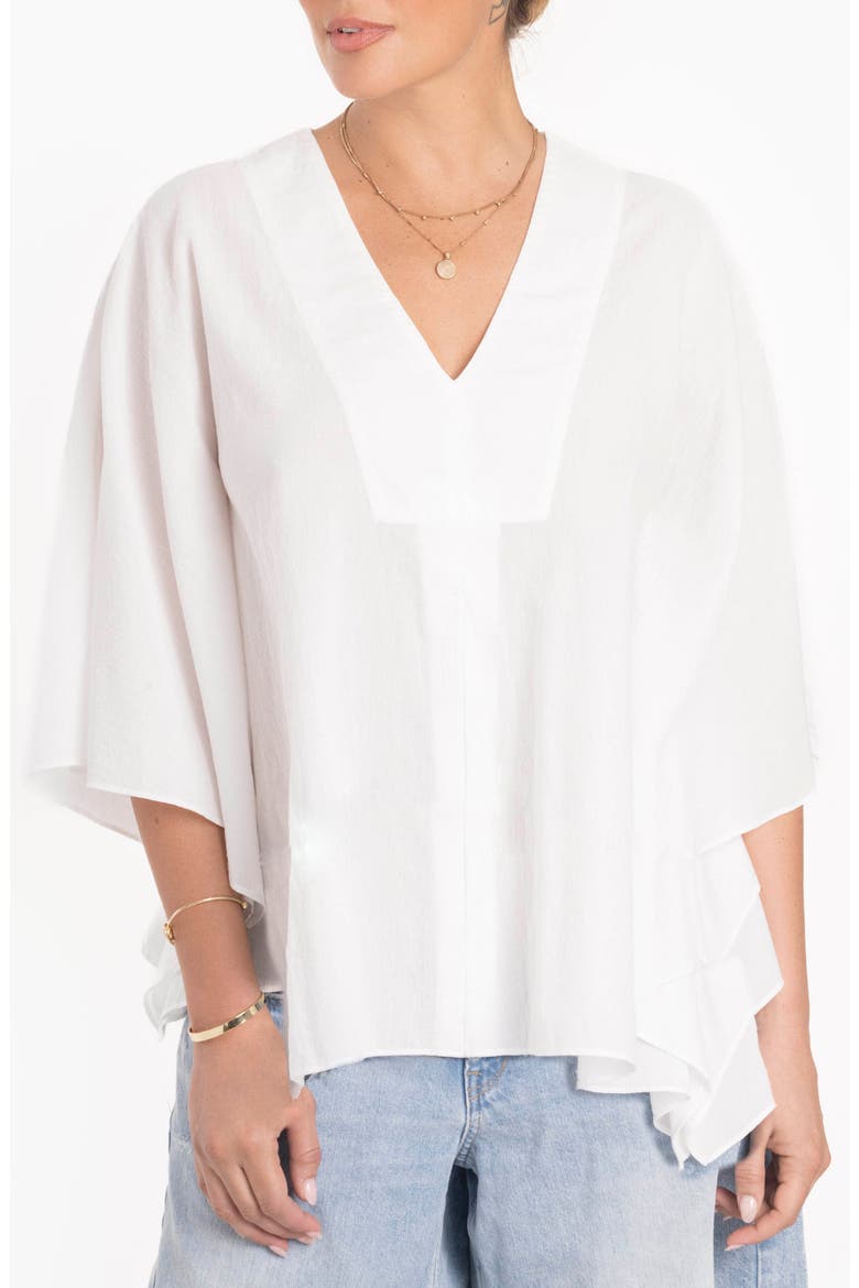 Butterfly Sleeve Cotton Caftan Top, Alternate, color, White
