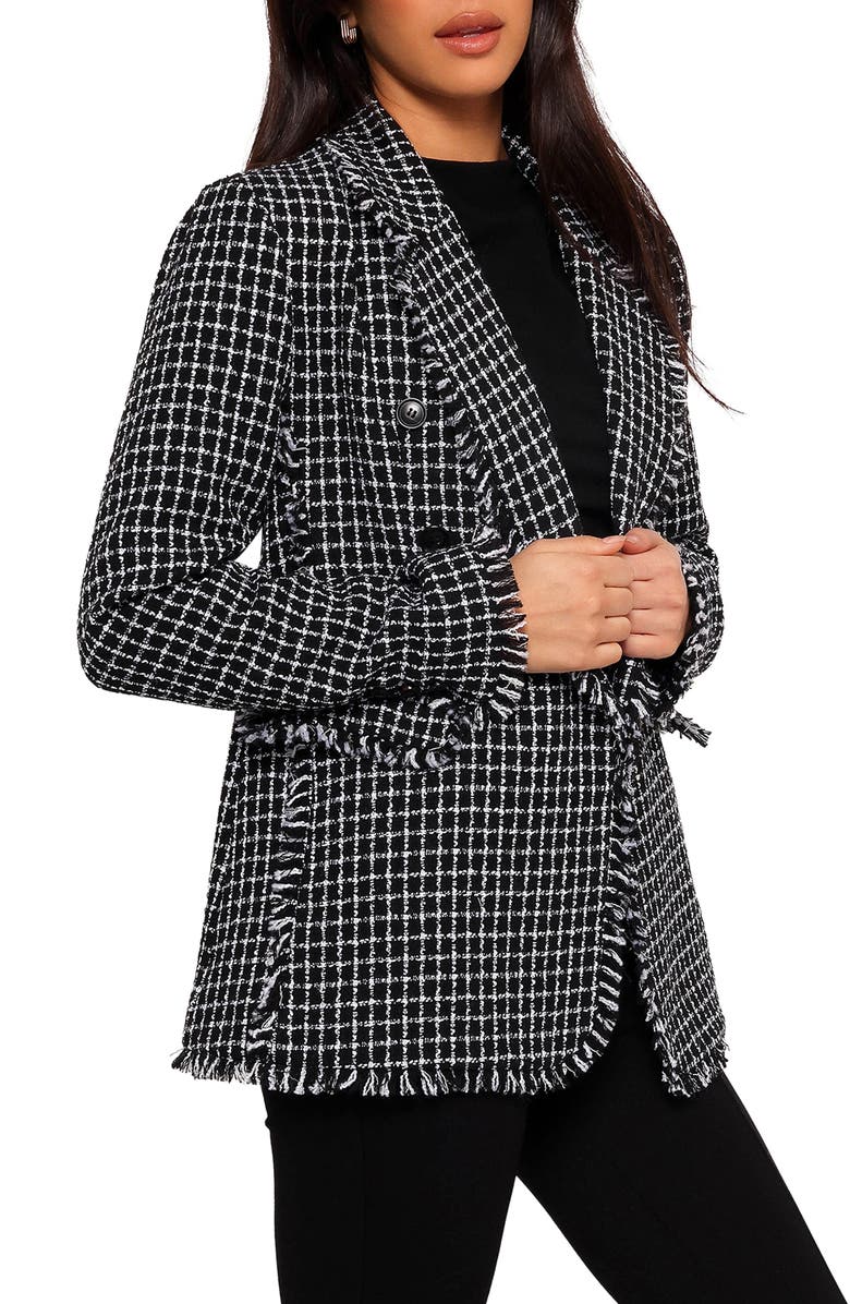 Petal & Pup Rocco Tweed Blazer, Alternate, color, Black/ White