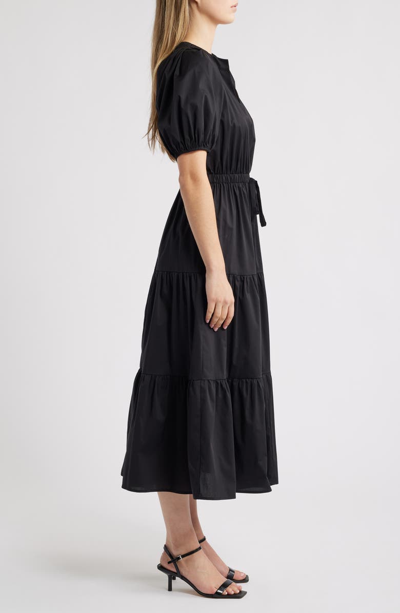 Anne Klein Tiered Puff Sleeve Midi Dress, Alternate, color, 