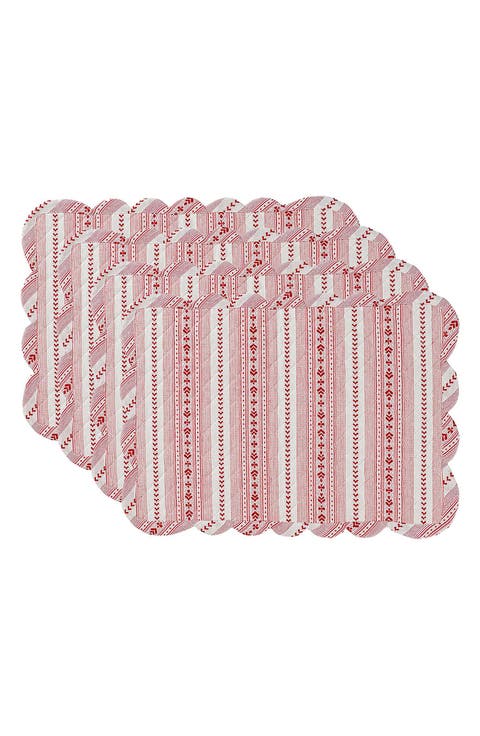 Villa Stripe Set of 4 Quilted Placemats