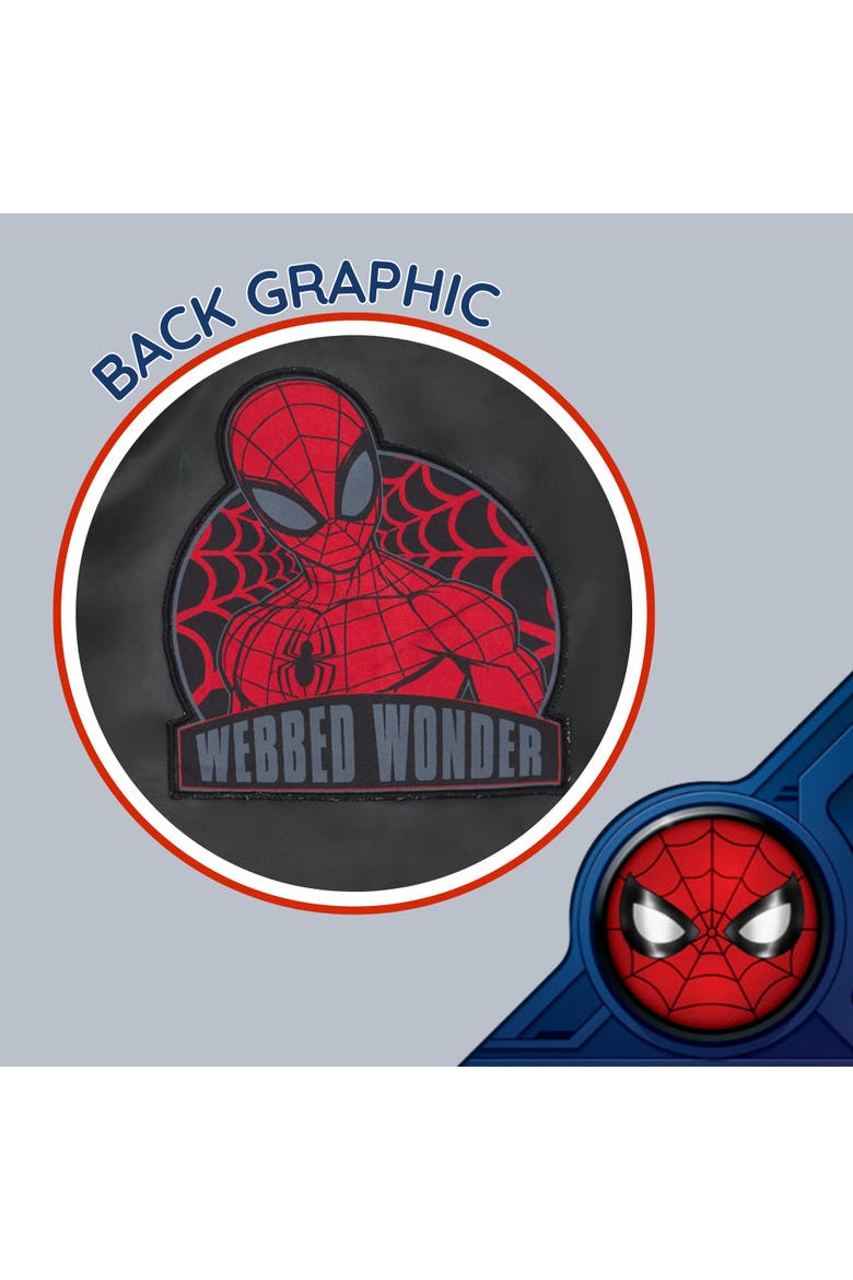 Spider-Man Zip-Up Leather Jacket, Alternate, color, Black Red Spider Man