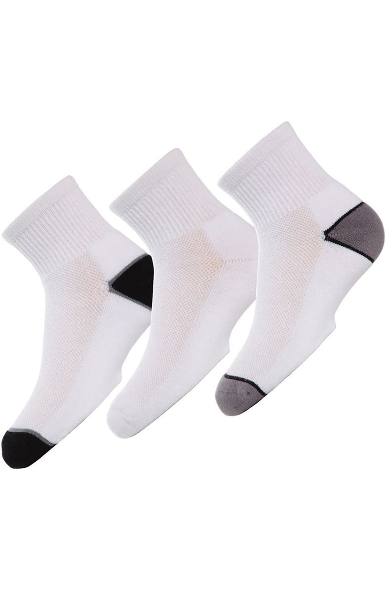 MeMoi Quarter-Crew Kids Sport Socks 3-Pack, Main, color, Black-White-Gray