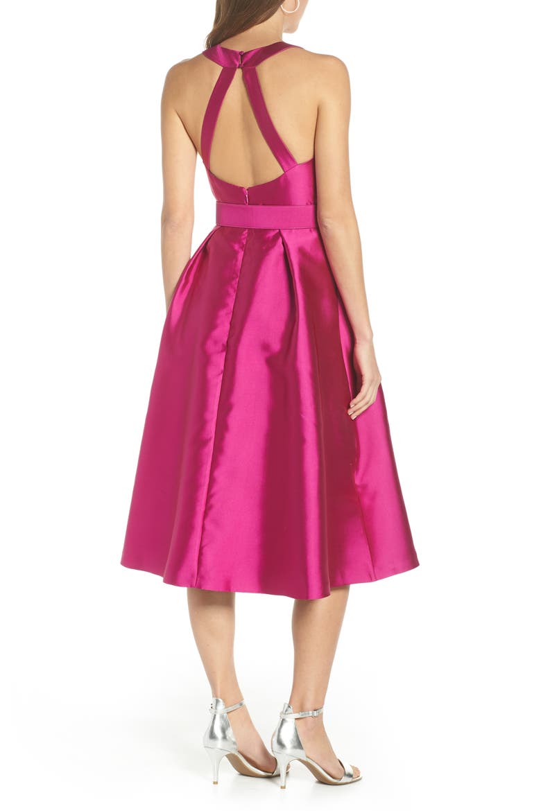 Belted Fit & Flare Dress, Alternate, color, PINK