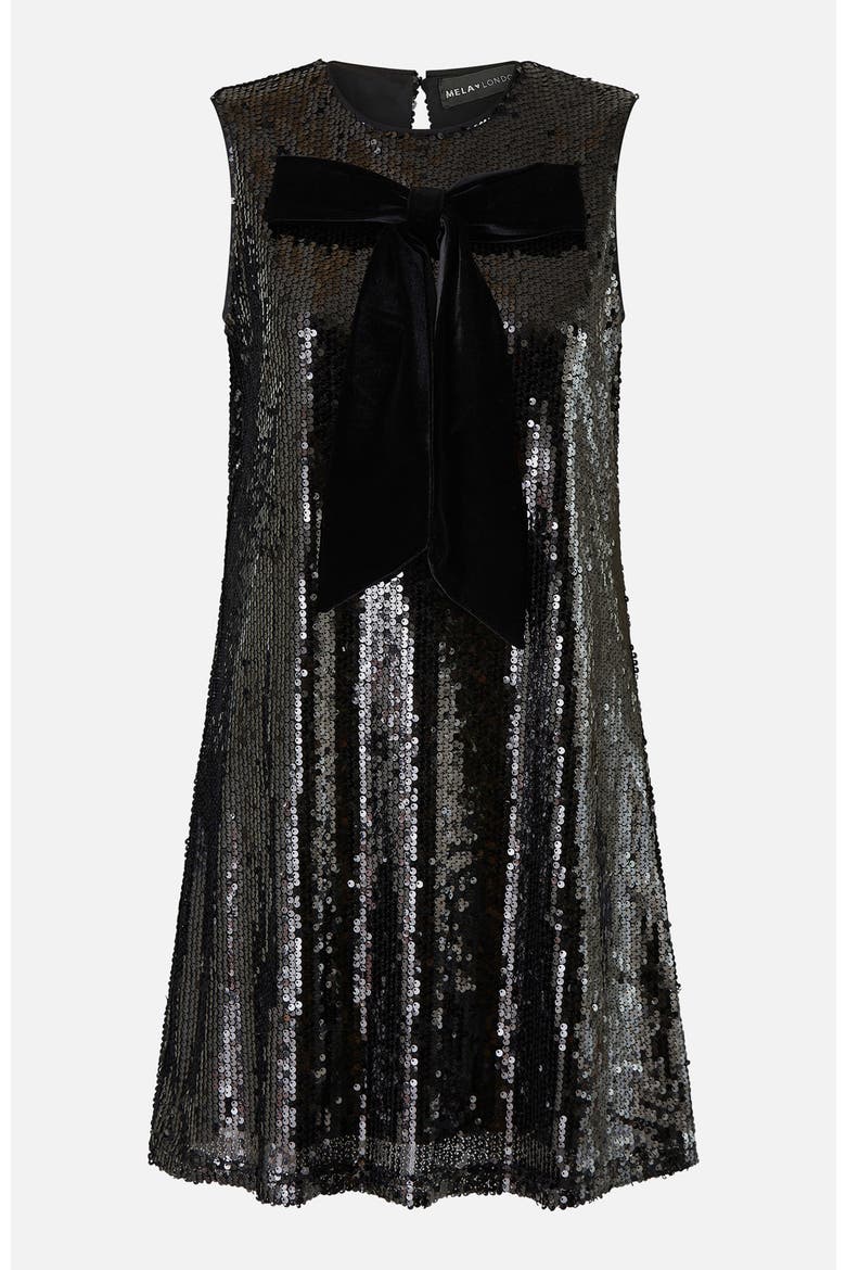 Sequin Bow Tunic Shift Dress, Alternate, color, Black