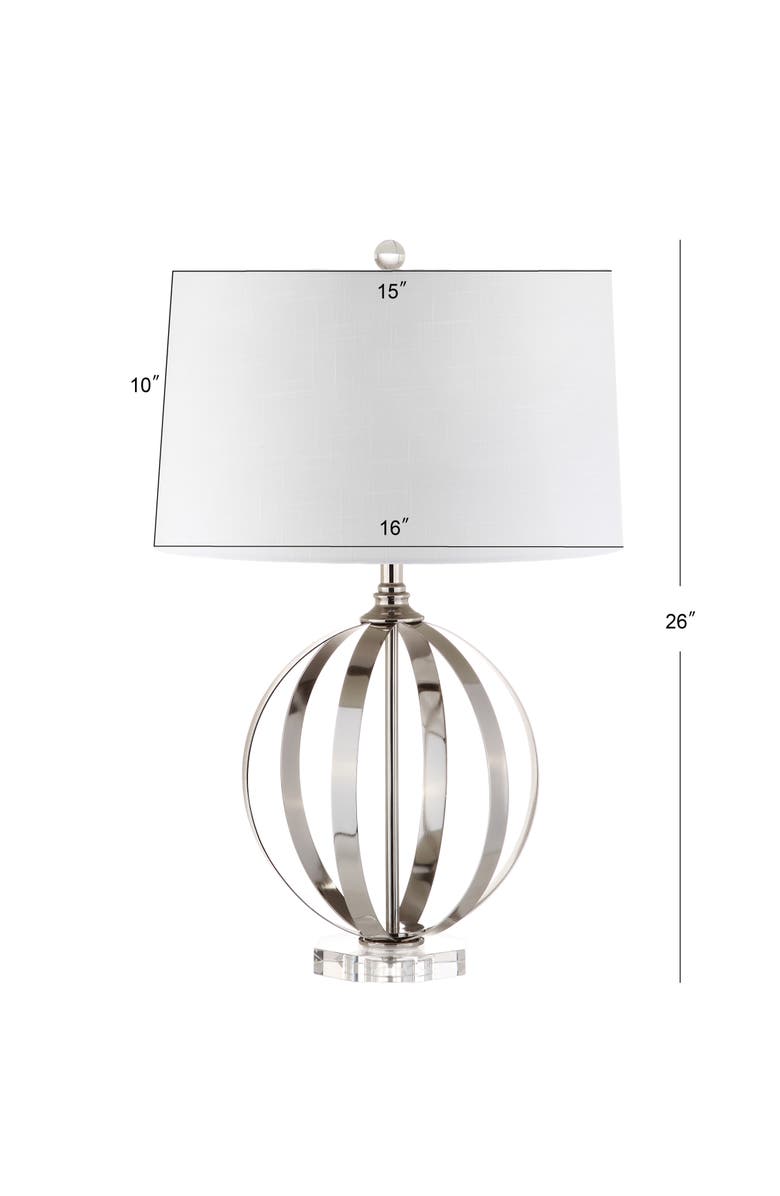 JONATHAN Y Logan 26" Metal Orb LED Table Lamp, Polished Nickel, Alternate, color, Polished Nickel/Clear