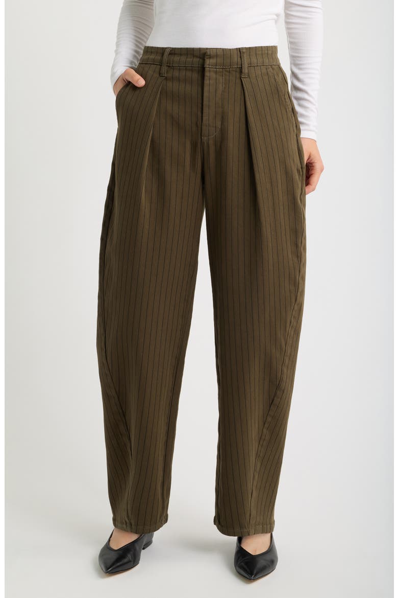 Pleated Barrel Leg Pants, Main, color, MOSS