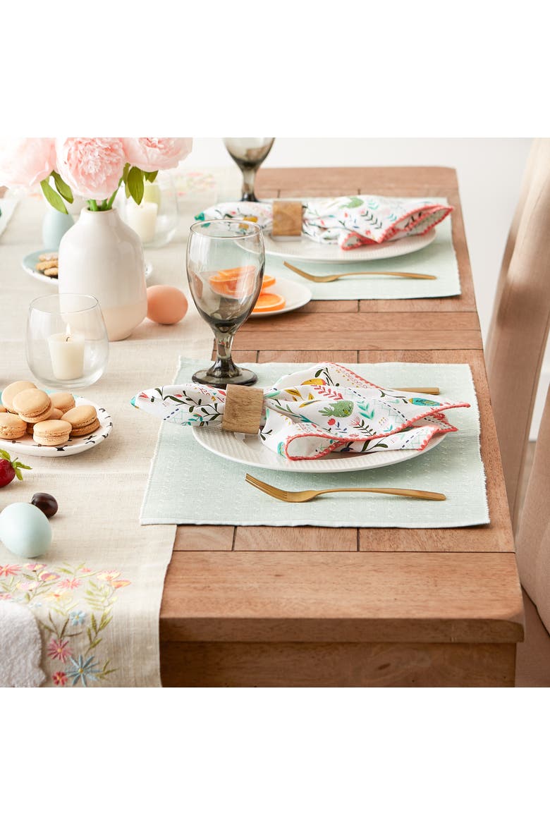 Dobby Dots Rib Placemat Set/6, Alternate, color, Misty Blue