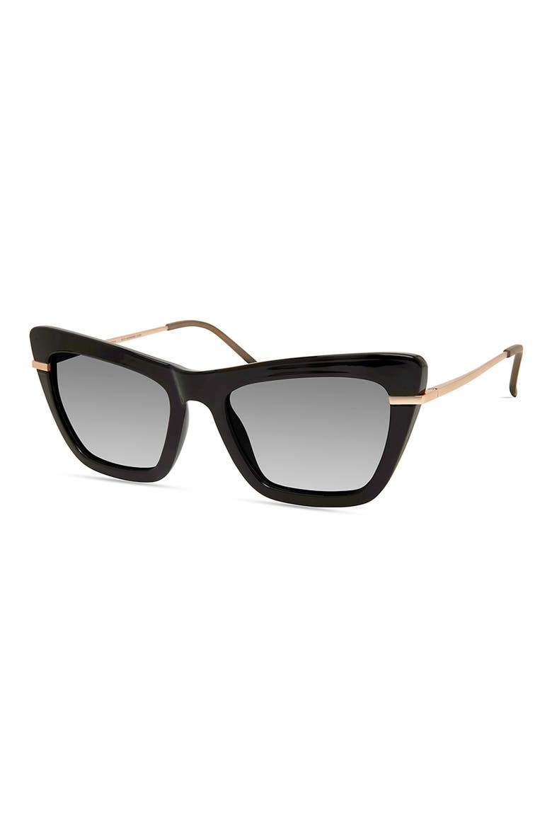 Dena 54mm Polarized Square Sunglasses, Alternate, color, SHINY BLACK