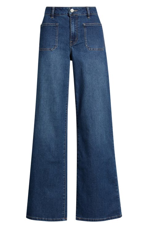 Patch Pocket Wide Leg Jeans