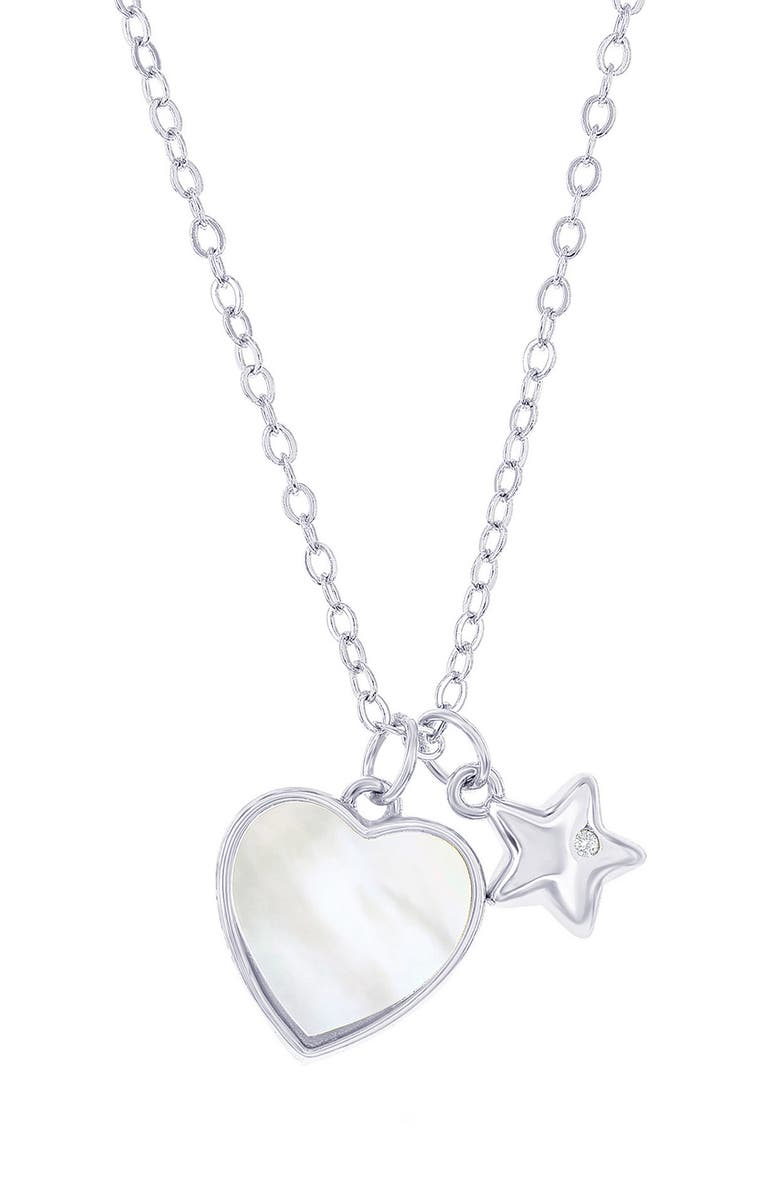 SIMONA Mother of Pearl & CZ Charm Necklace, Main, color, 
