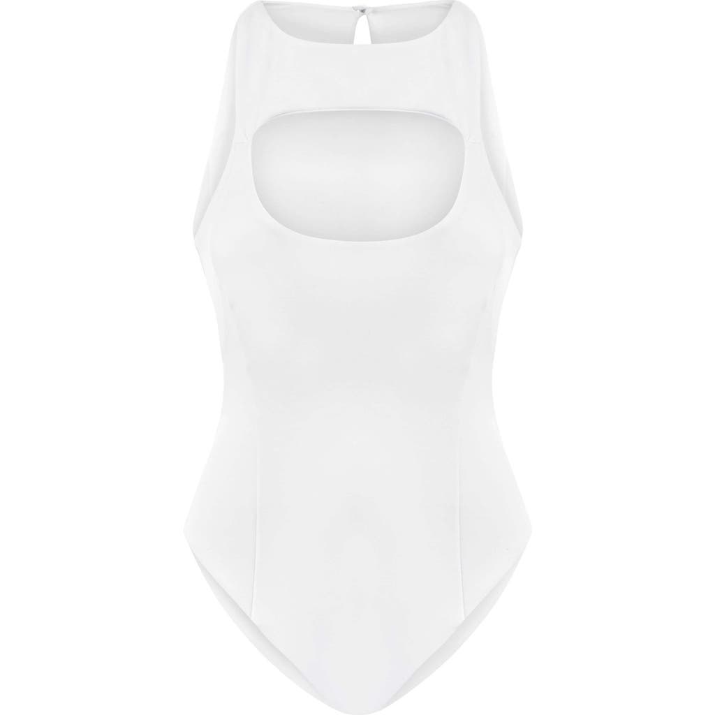 Jendue Us Pera Bodysuit Denim Jumpsuit In White