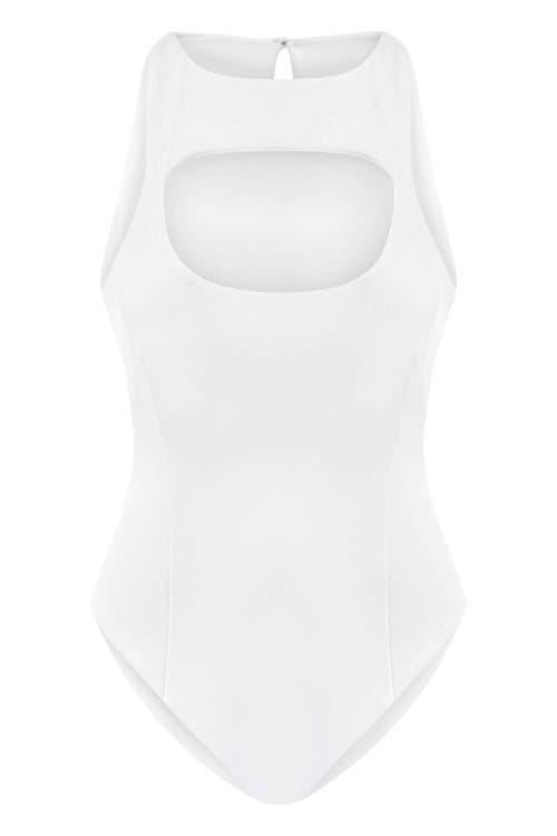 Jendue Us Pera Bodysuit Denim Jumpsuit In White